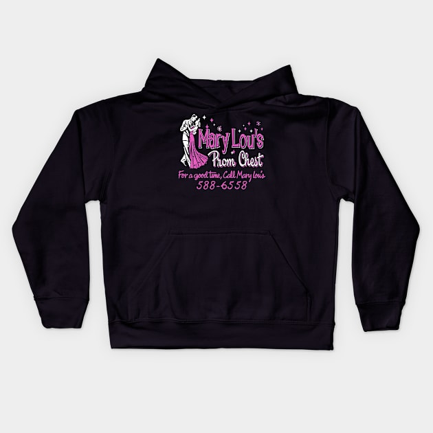 Mary Lou's Prom Chest Kids Hoodie by Video Nastees